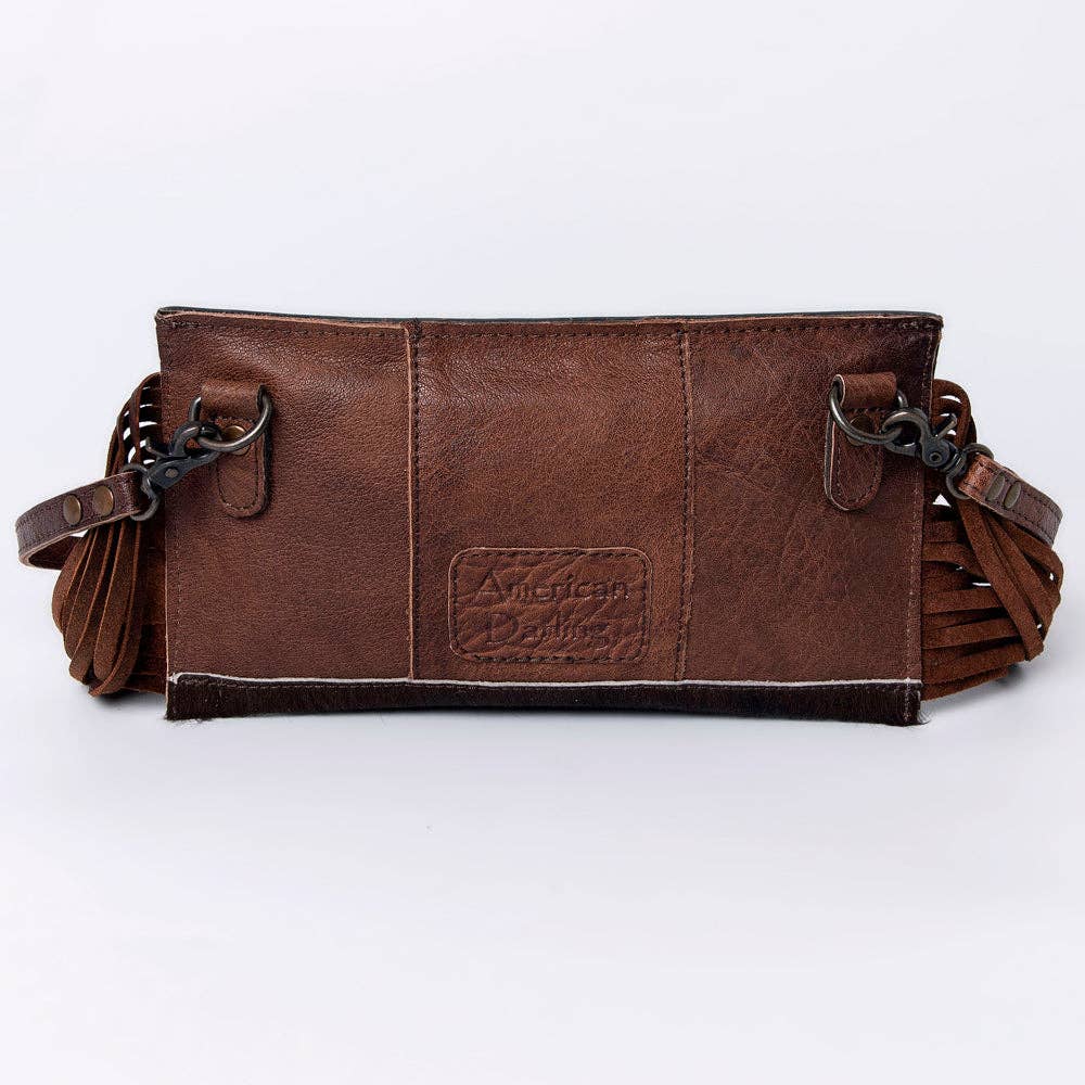 LC-ADBG924 Leather Crossbody with Hand-Tooled Floral Flap & Fringe: ADBG924B