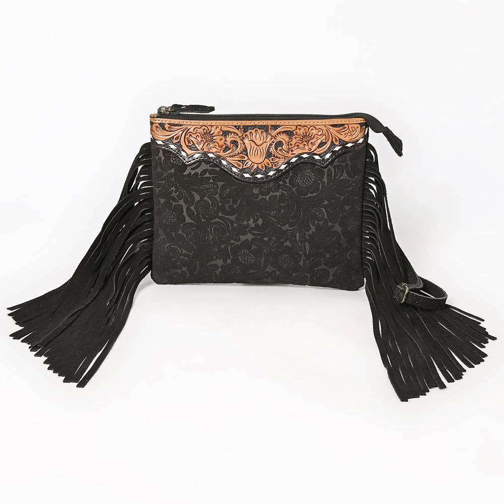 ADBG109 American Darling Hand-Tooled and Floral Embossed Leather Western Crossbody Bag: ADBG109DM2
