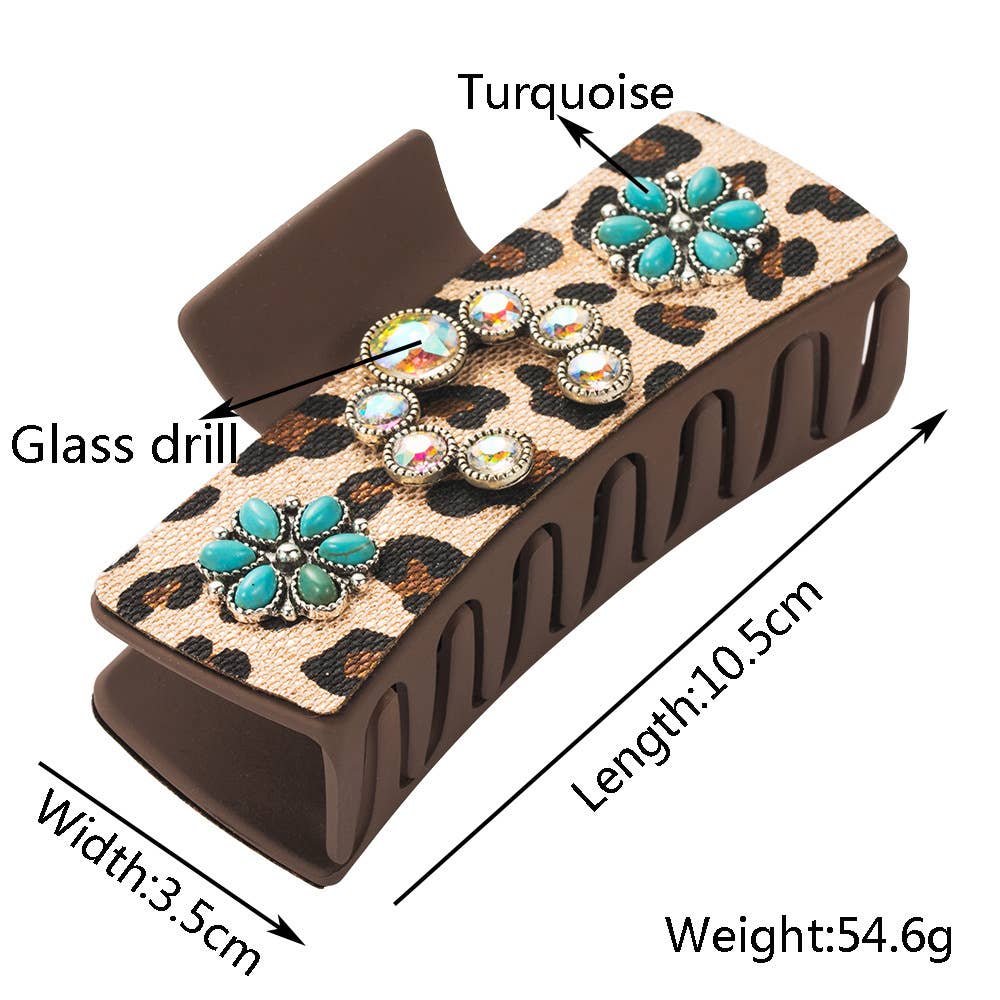 Antique Silver Turquoise Western Hair Claw_CWAHA1766: Brown / (OS) 2