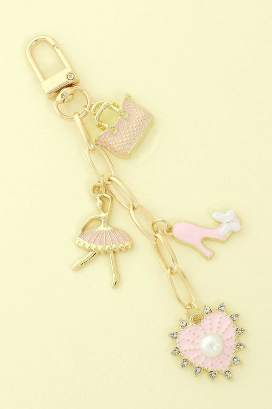 Everything Pink Theme Enamel Bag Charm Chain with Snap Hook