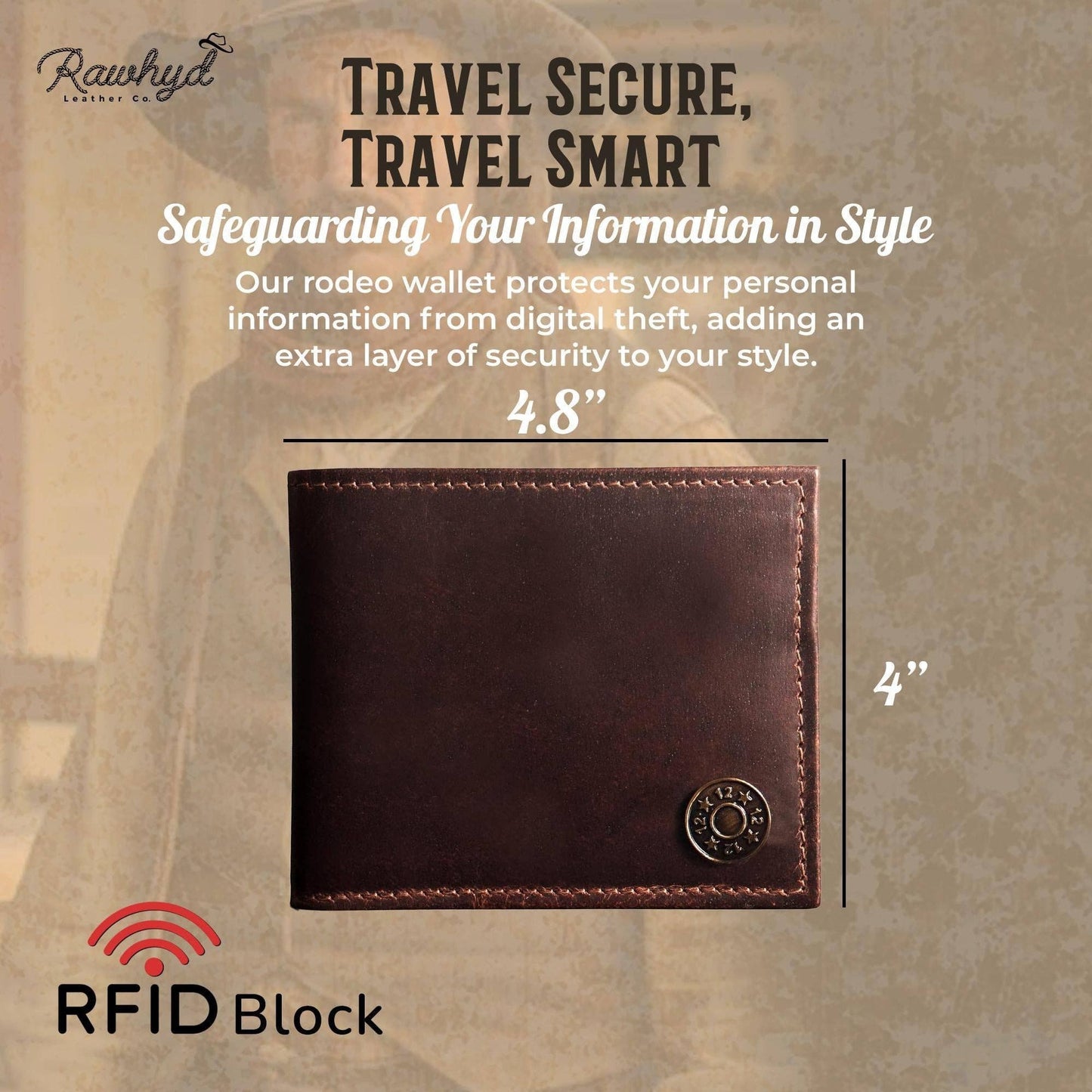 Shotgun Shell Hunting Wallet - Full-Grain Leather Wallets for Men - RFID Blocking Wallet – Western Wallets for Men w/ 7 Card Slots – Slim & Durable Mens Western Wallet - Great Hunting Gifts for Men