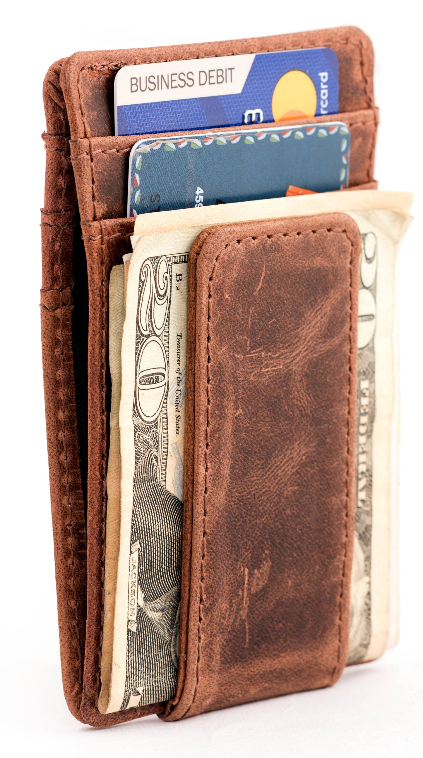 Leather Money Clip Wallet (Hunter Brown)