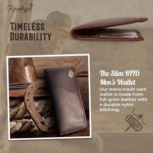 Shotgun Shell Hunting Wallet - Full-Grain Leather Long Wallets for Men - RFID Blocking Wallet – Western Wallets for Men w/ 8 Card Slots & Money or Checkbook Sleeve