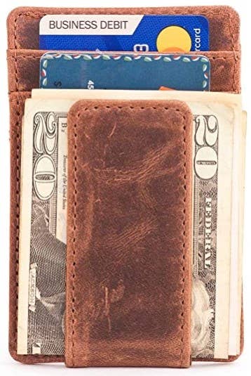 Leather Money Clip Wallet (Hunter Brown)