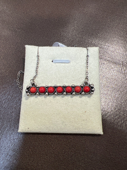 Red Stones Bar Fashion Necklace
