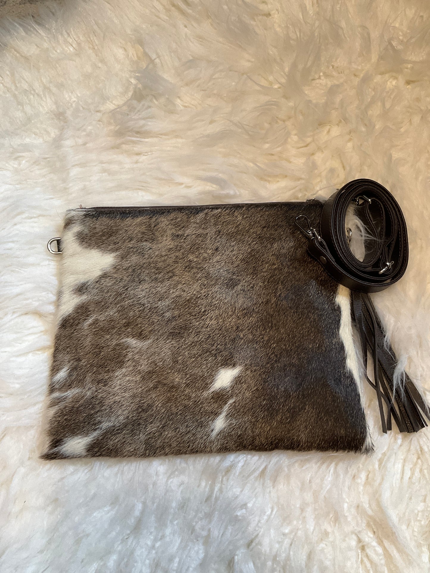 Western Linen Leather Cowhide Crossbody #2