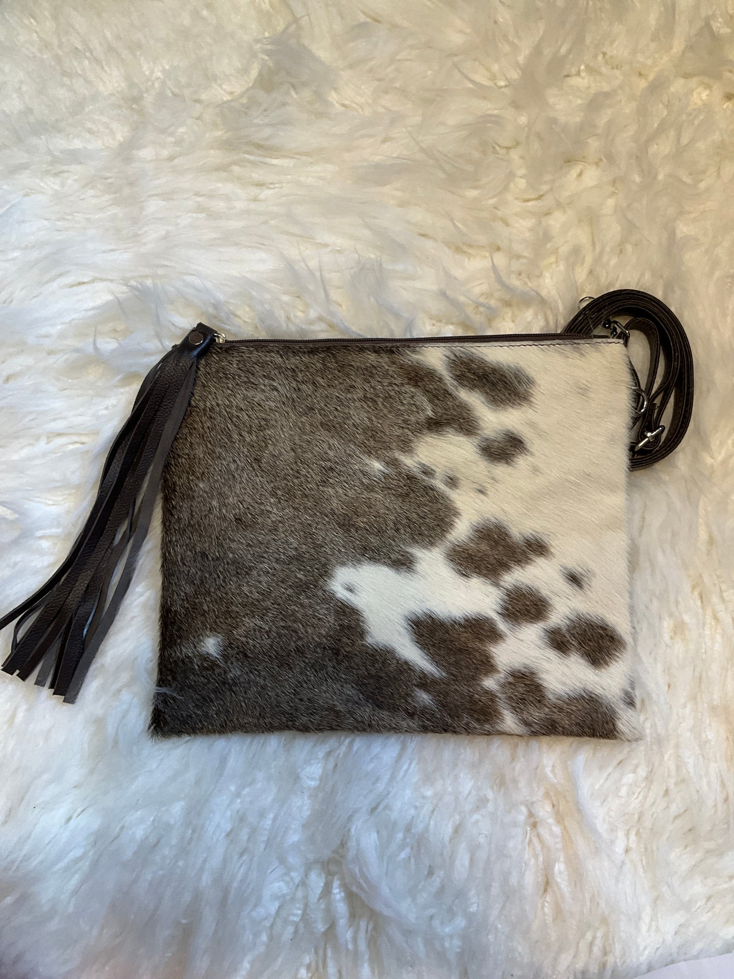 Western Linen Leather Cowhide Crossbody #2