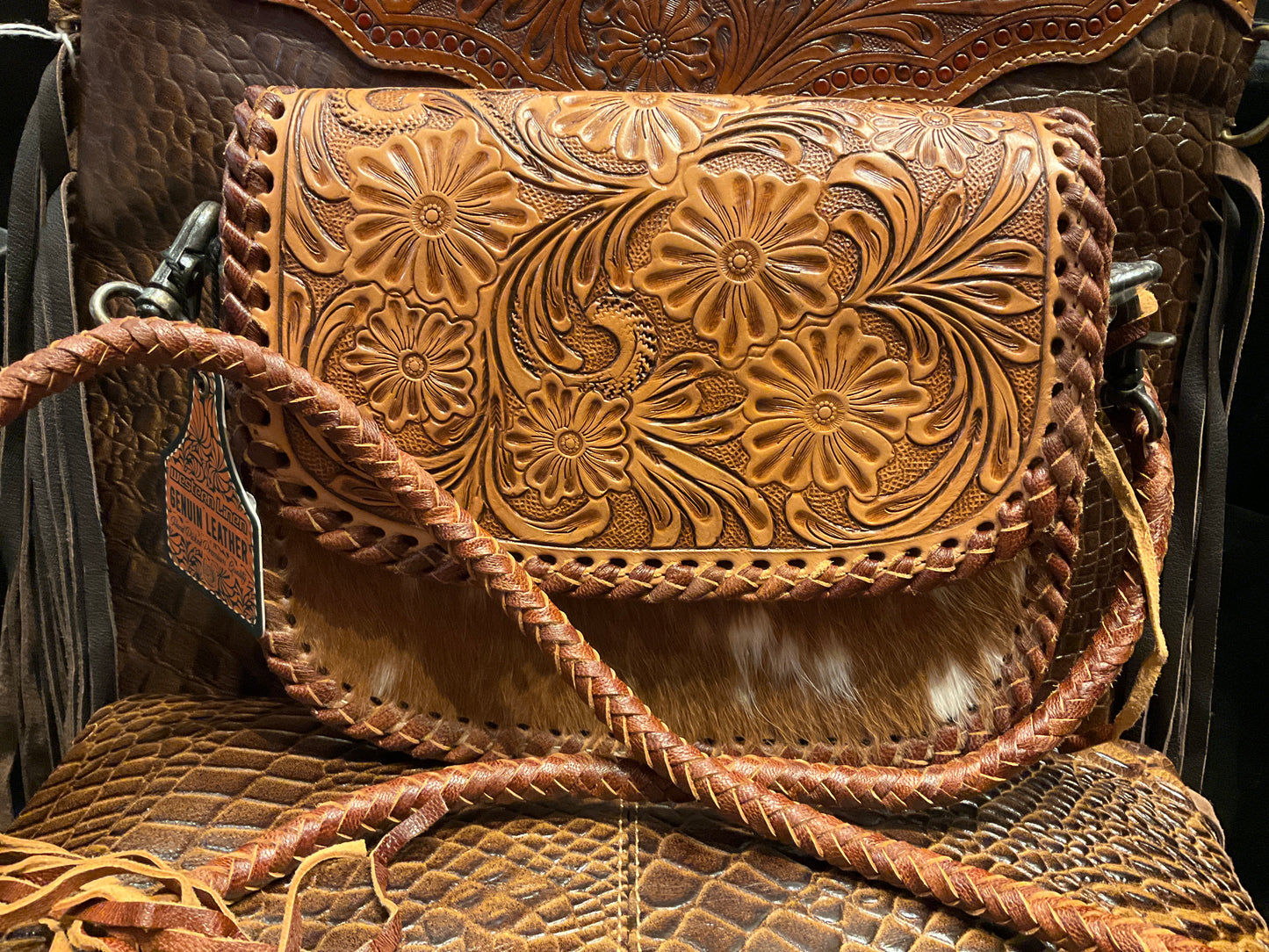 Savanna Tooled Leather Crossbody Handbag 1