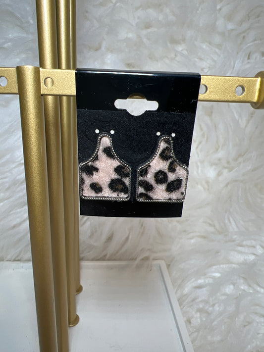 Cattle Tag Leopard Earrings