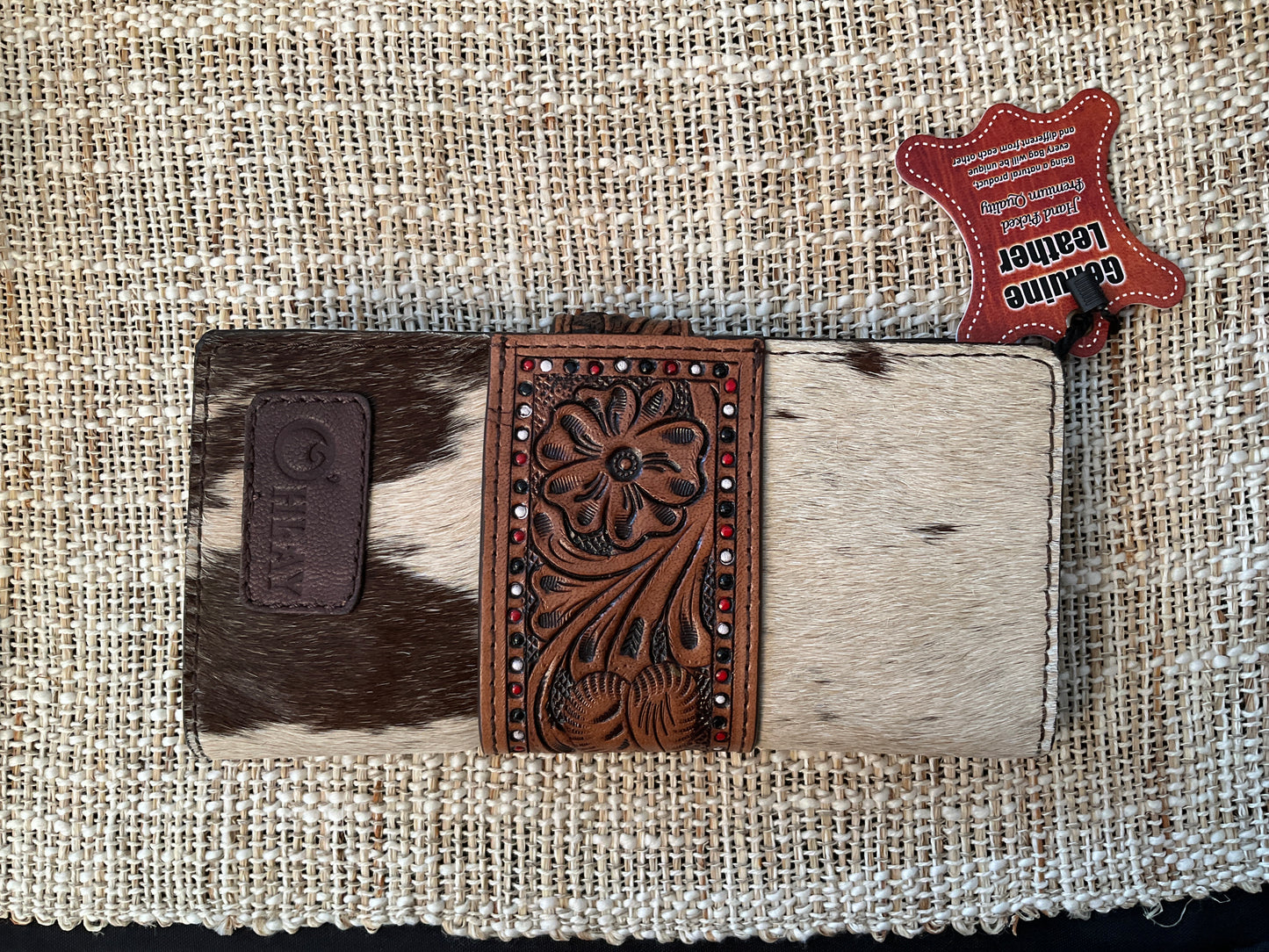 Aces Cowhide with Tooled Leather Wallet:KBG238c