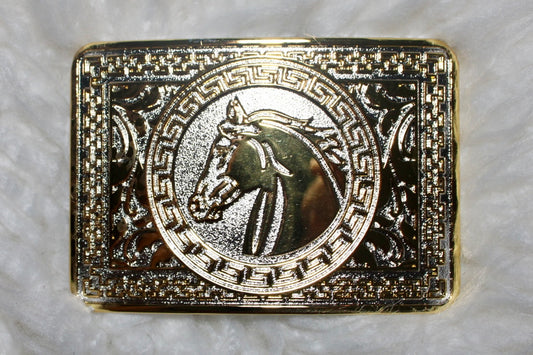 Belt Buckle - Gold Horse