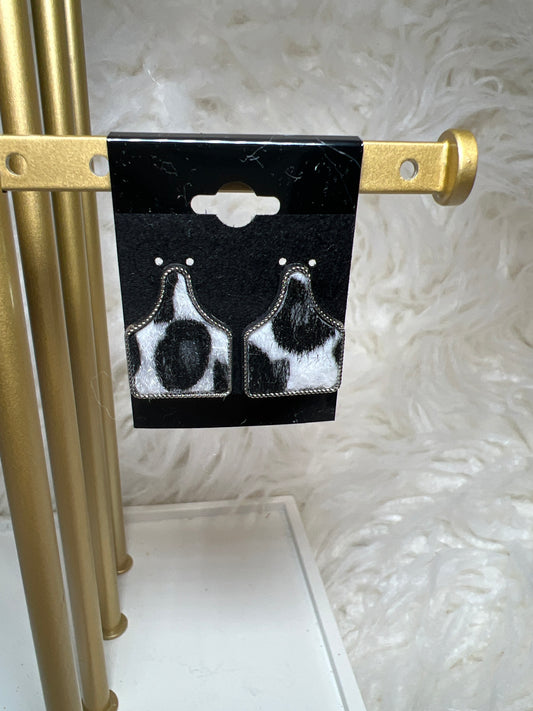 Cattle Tag Cowhide Earrings