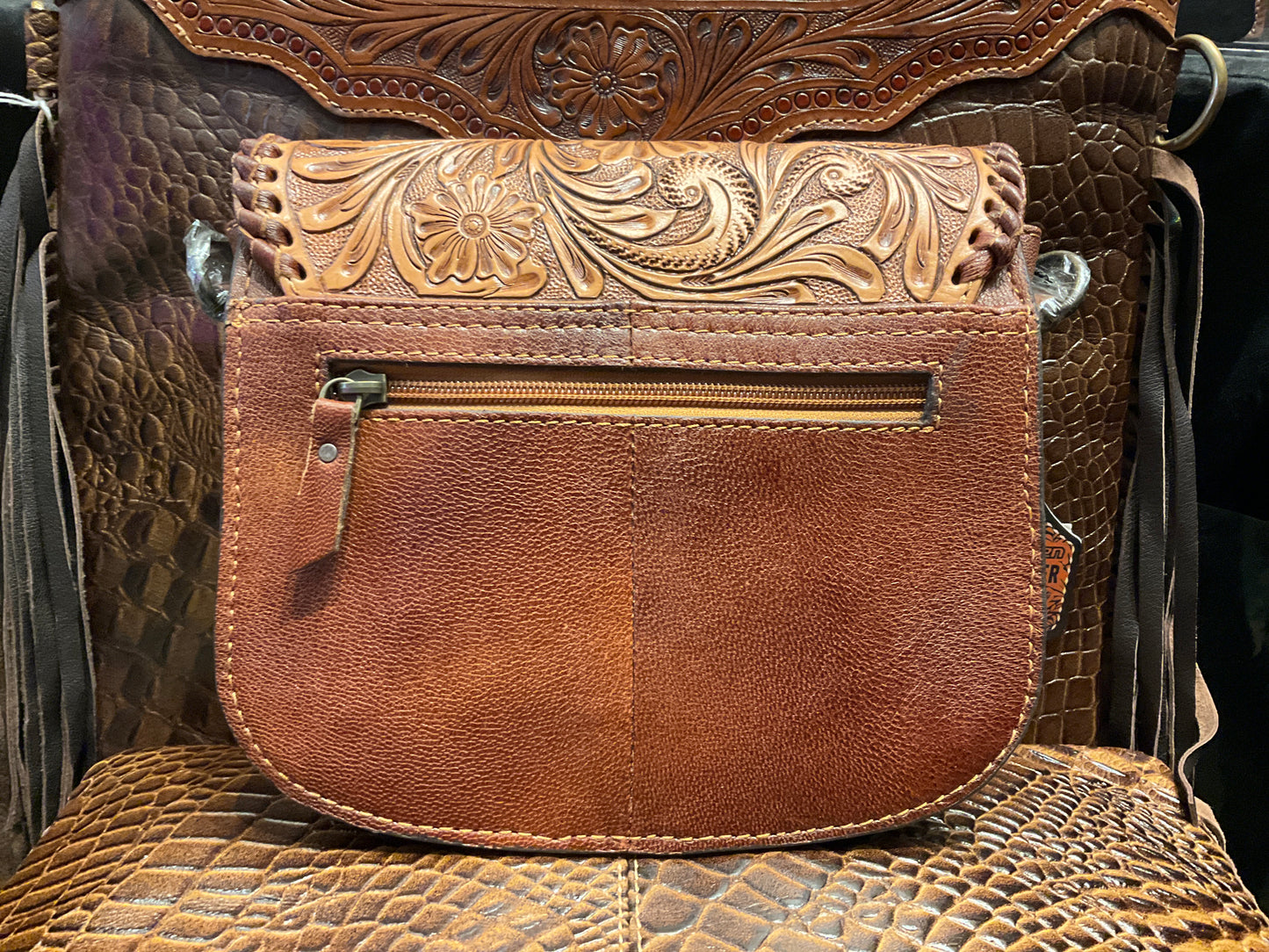 Savanna Tooled Leather Crossbody Handbag 2