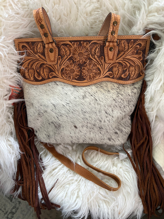 American Darling Crossbody Genuine Leather Women Bag  with Cowhide ADBGS144BRW