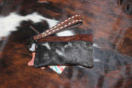 The Rodeo Leather with Cowhide Wristlet - KBG275 B