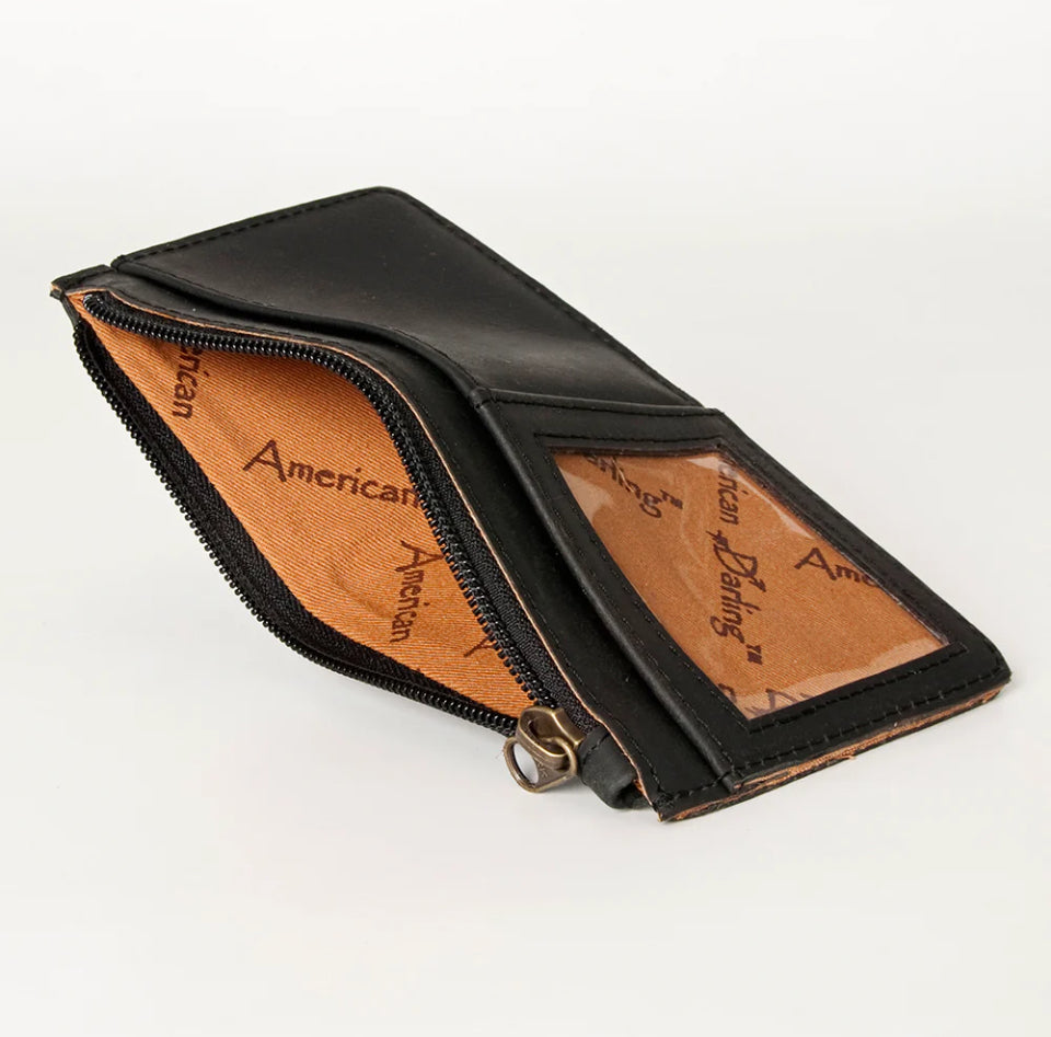 Black Genuine Leather Card Wallet ADBG810J