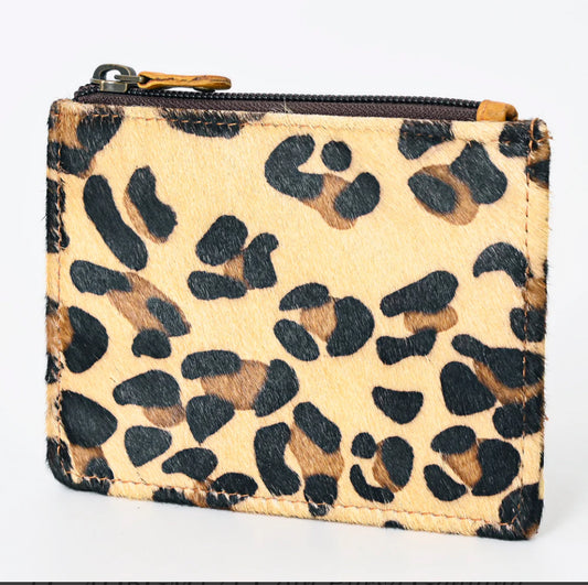 Genuine Leather Leopard Print Card Wallet ADBGM121