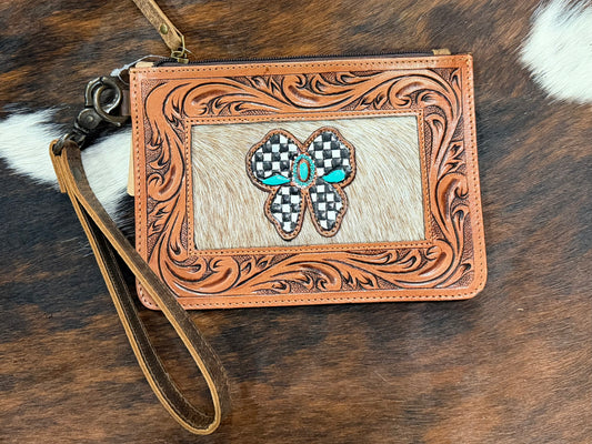 Checkered Bow Wristlet