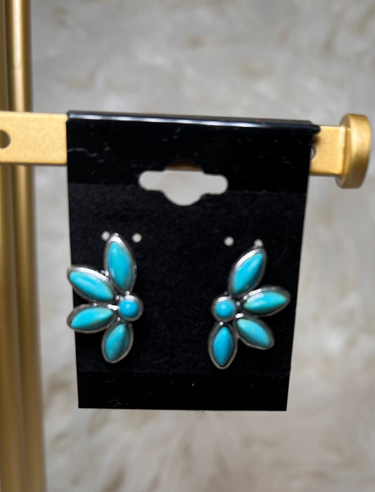 Turquoise Half Flower Earrings