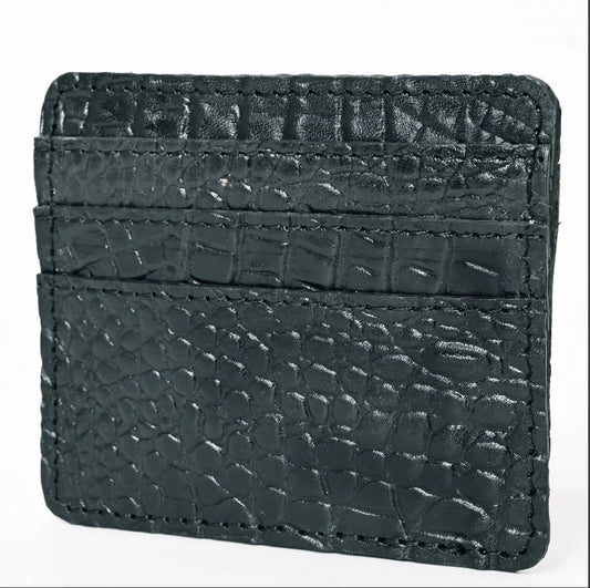 Crocodile Embossed Genuine Leather Print Card Wallet