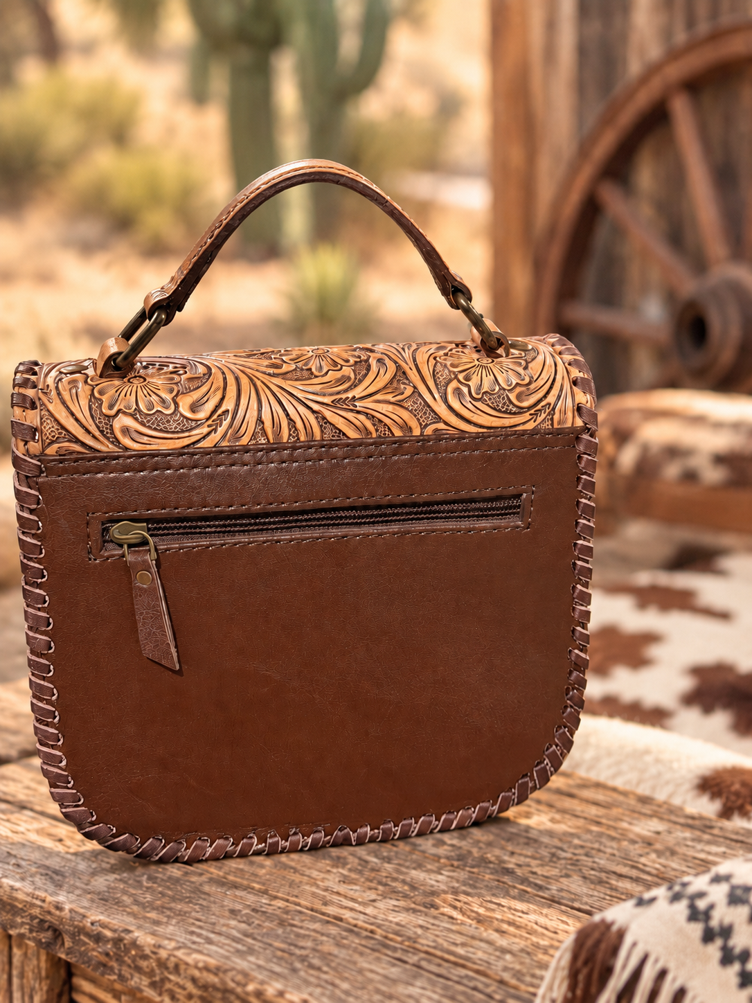 Brown Blossom Handbag