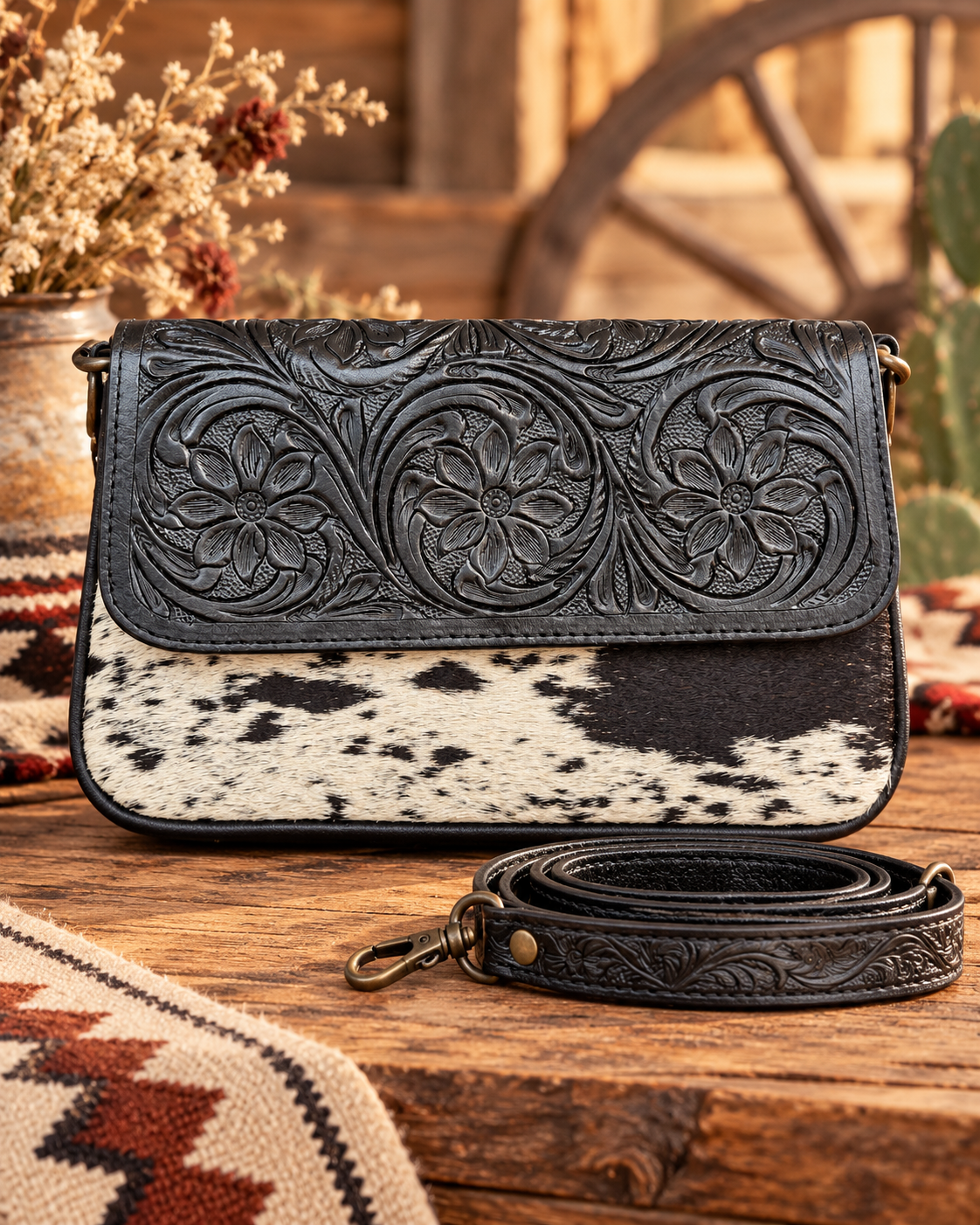 Prairie Bloom Crossbody- Black