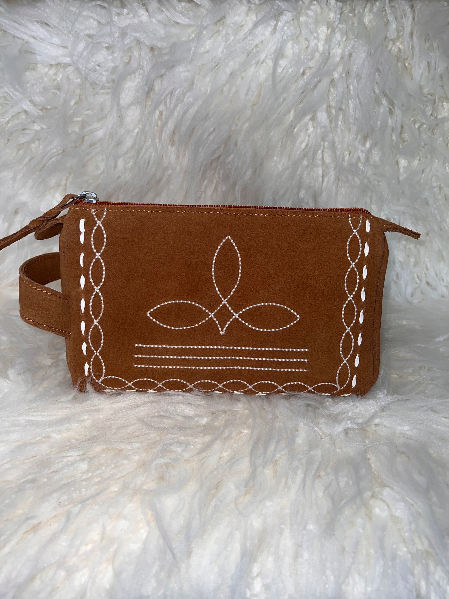 Boot Stitch Suede Toiletry Bag