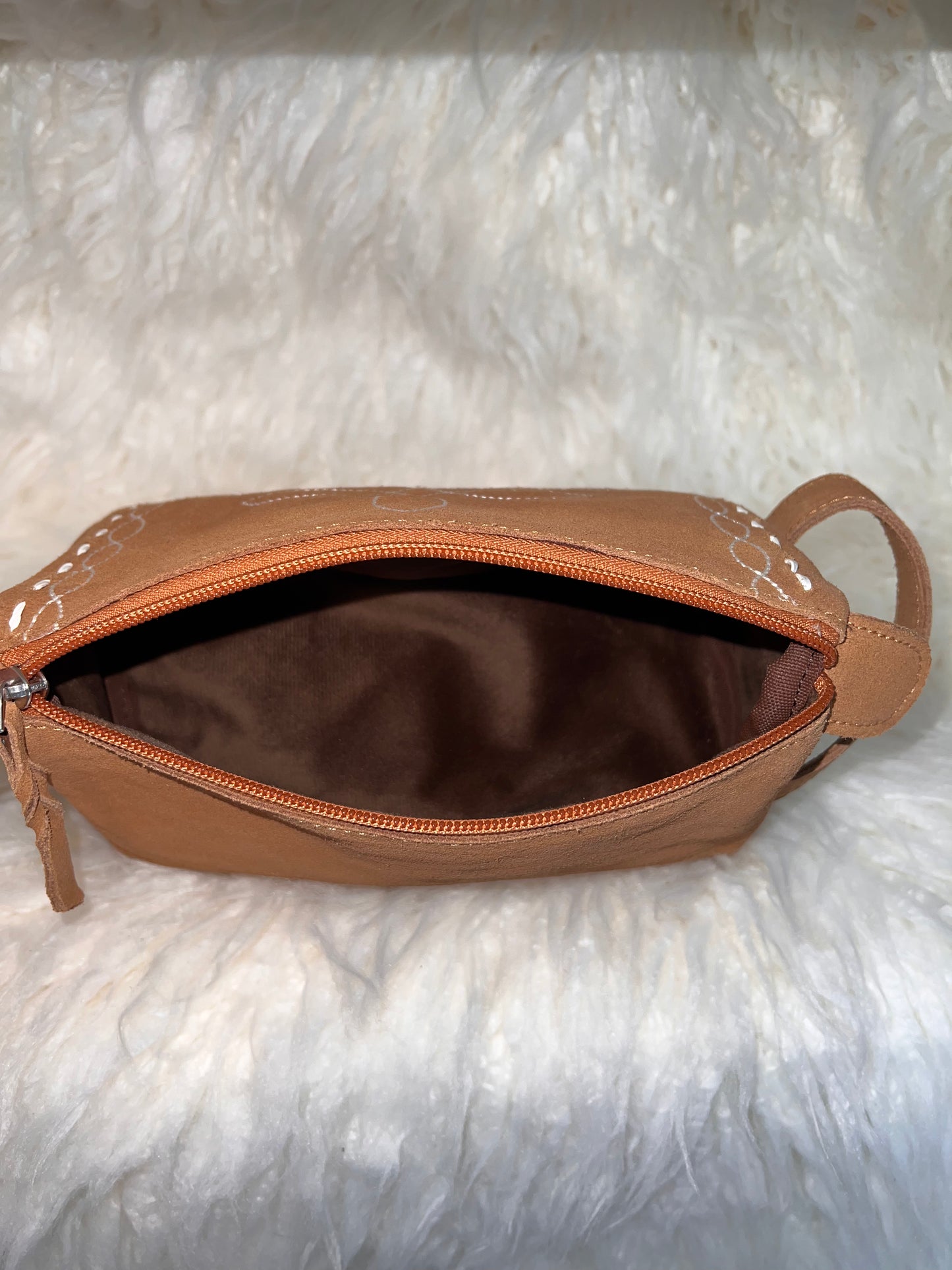 Boot Stitch Suede Toiletry Bag