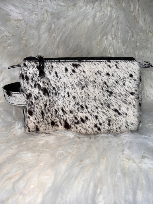 Cowhide Toiletry Bag Black and White