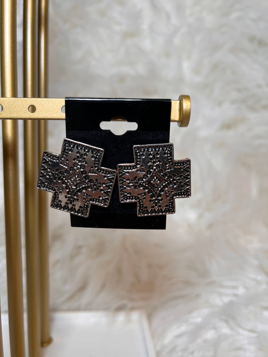 Silver Cross Earrings