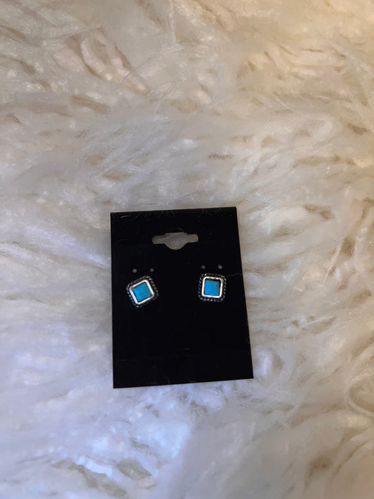 Small Square Turquoise Earrings