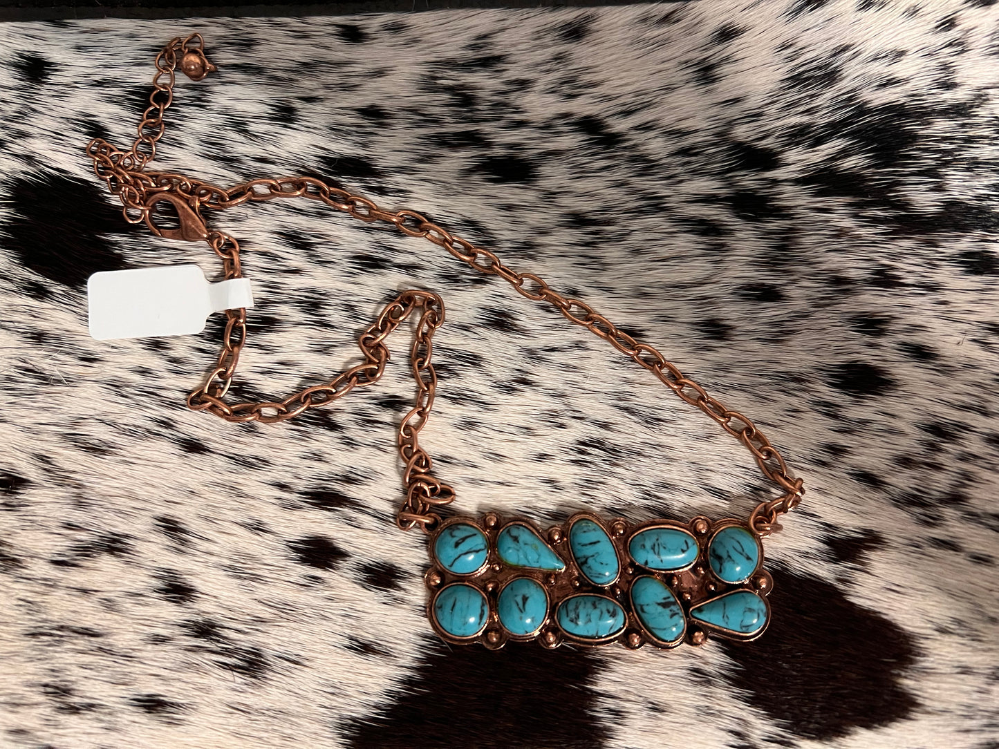 Turquoise Bar Necklace Bronze