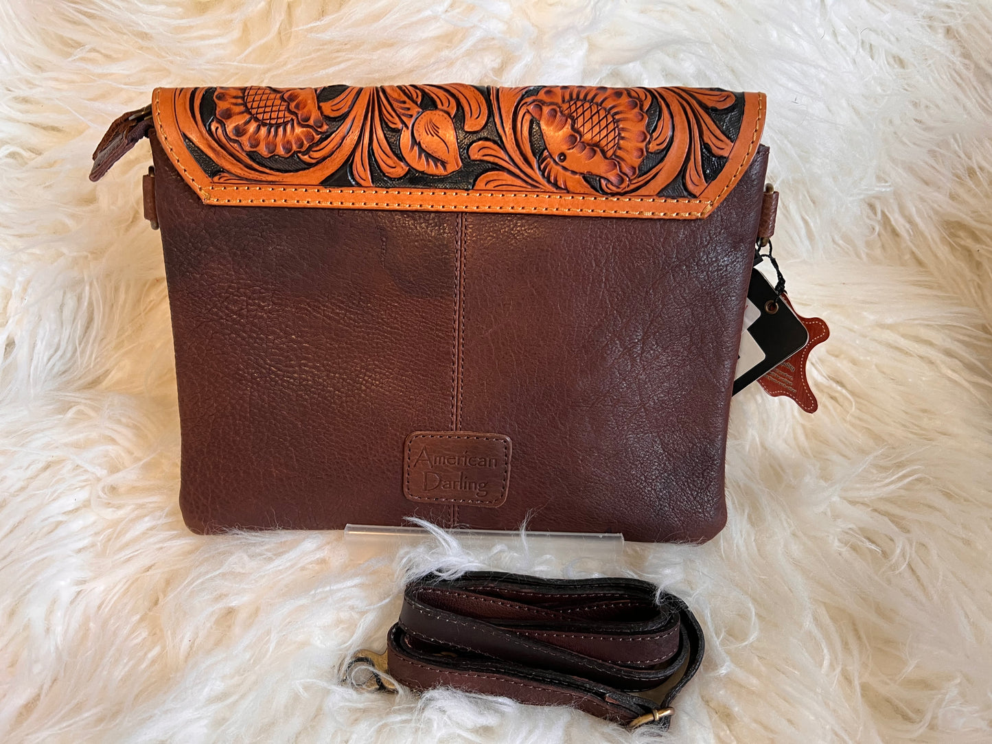 ADBG405BKW Envelope Genuine Western Leather Women Bag: ADBG405TAW
