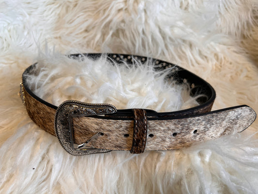 Crystal Cowhide Concho Belt