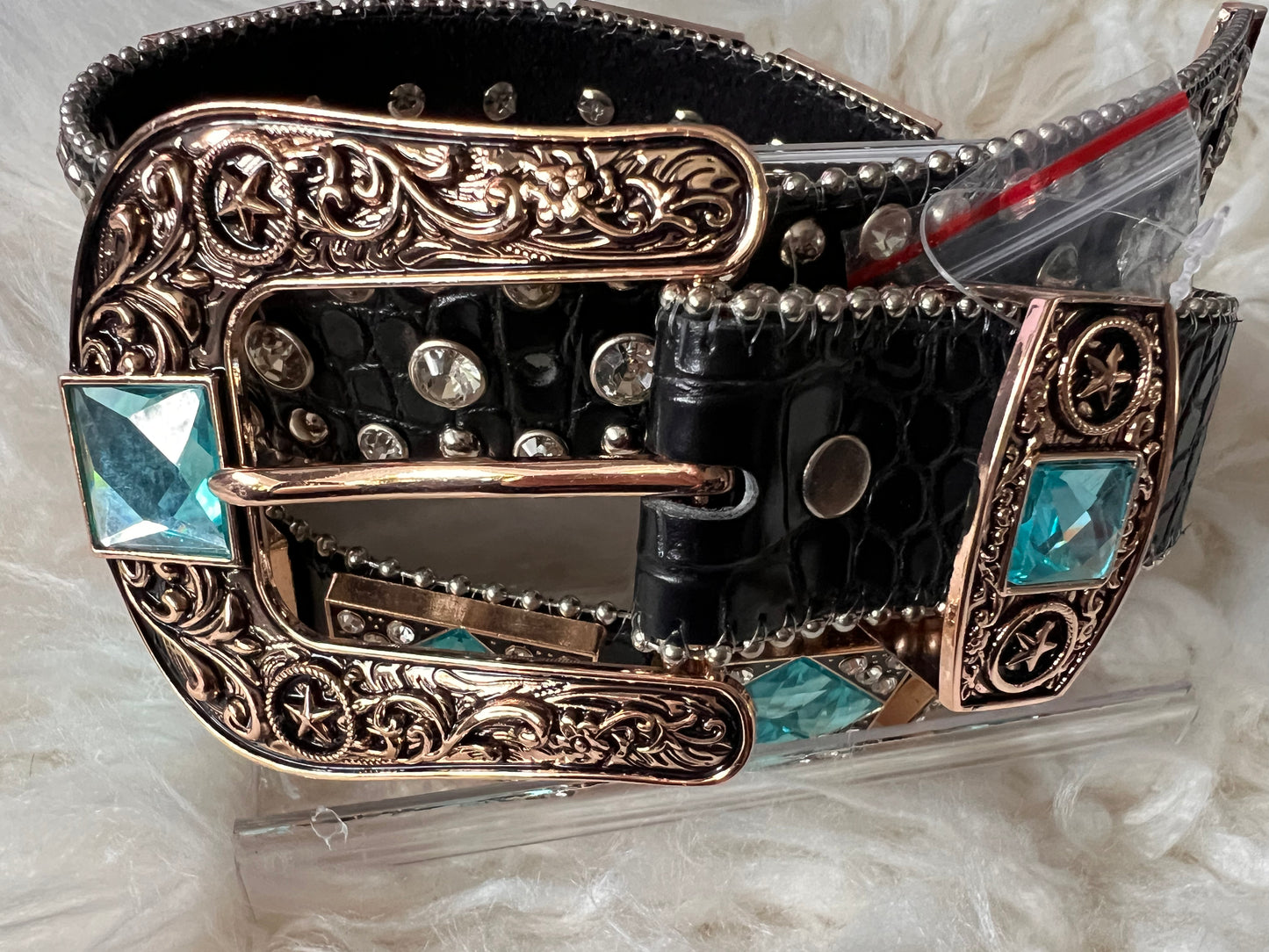 Western Leather Bling Belt