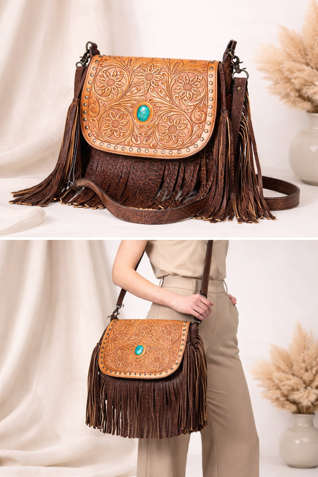 The Sierra Fringe Crossbody Genuine Western Leather Handbag LC-ADBGZ481