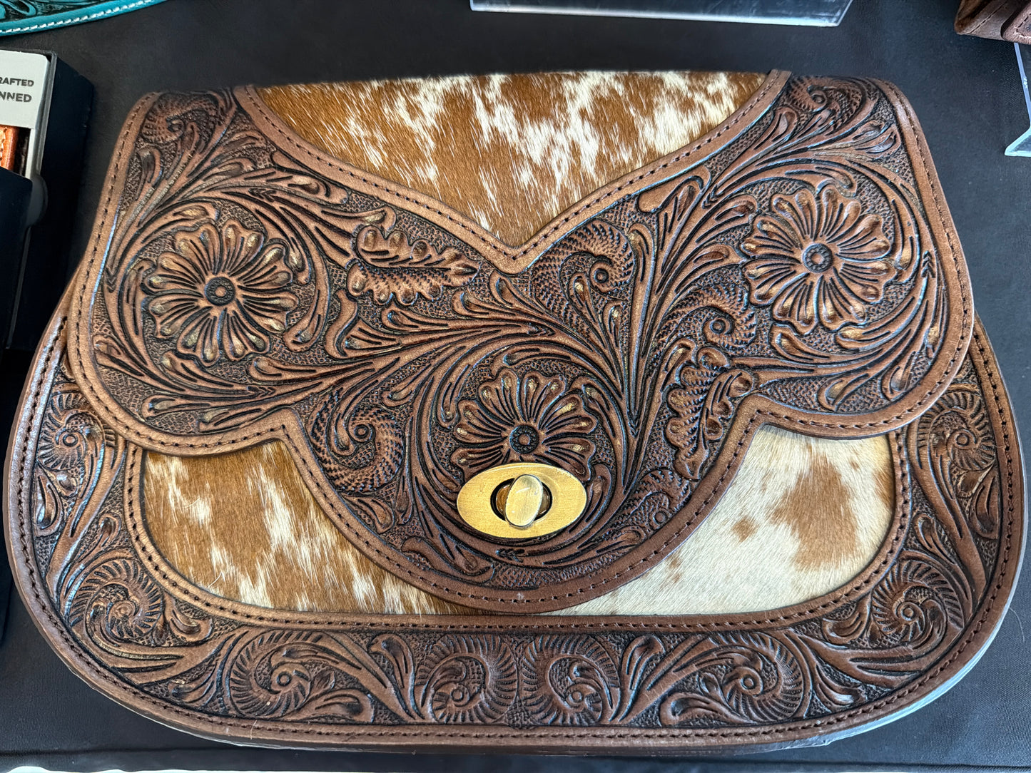 Brown Scalloped Flap Leather Purse ABHB 18-25205