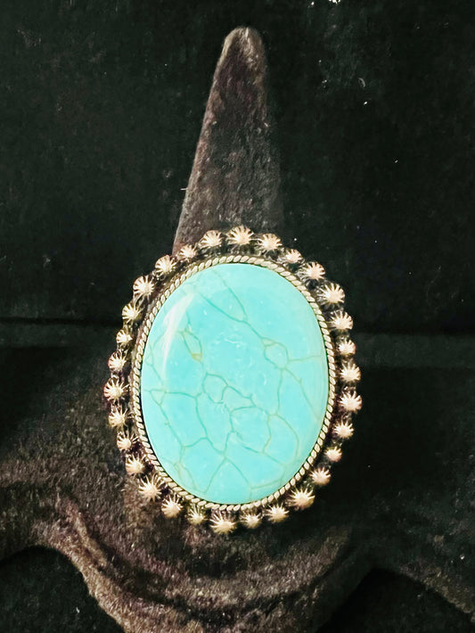 Turquoise Round Single Stone Fashion Ring