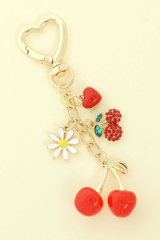 Spring Love Theme Enamel Bag Charm Chain with Snap Hook