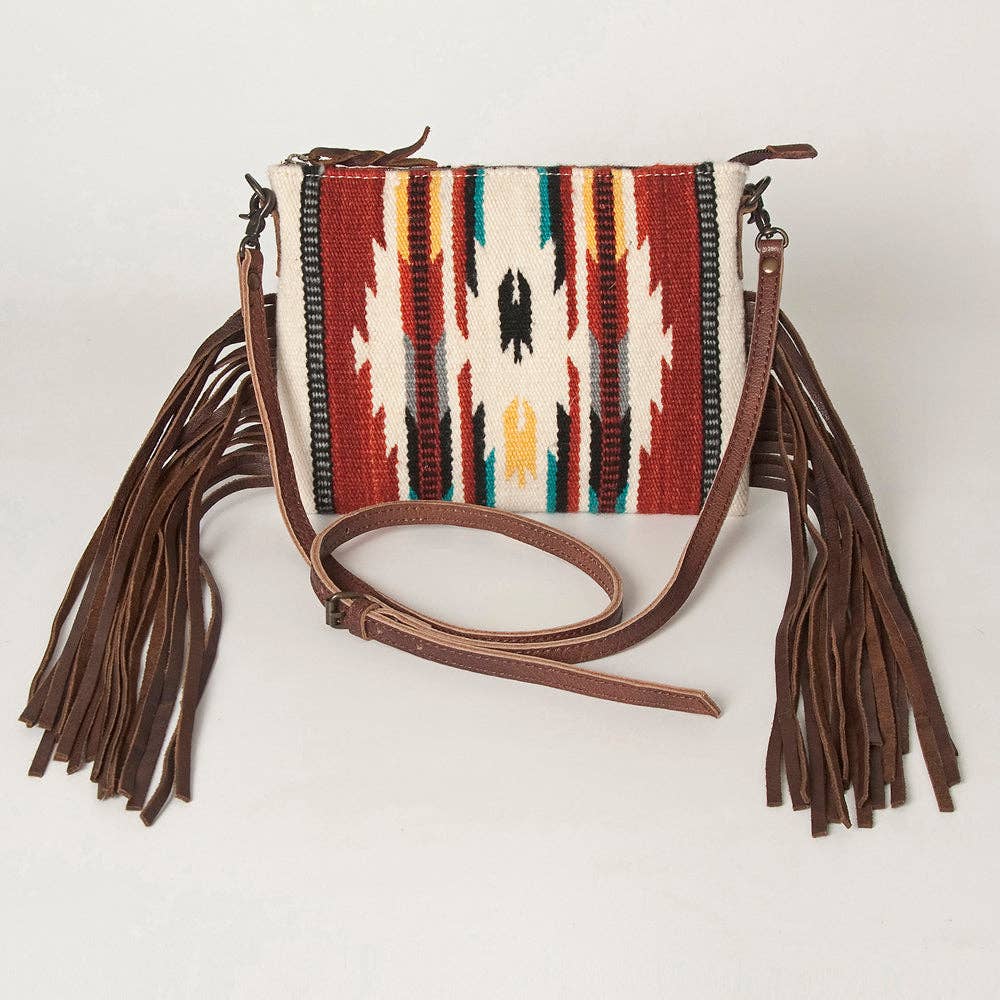 ADBG236 American Darling Cross body Bag with Woven Saddle Blanket & Fringes: ADBG236AX