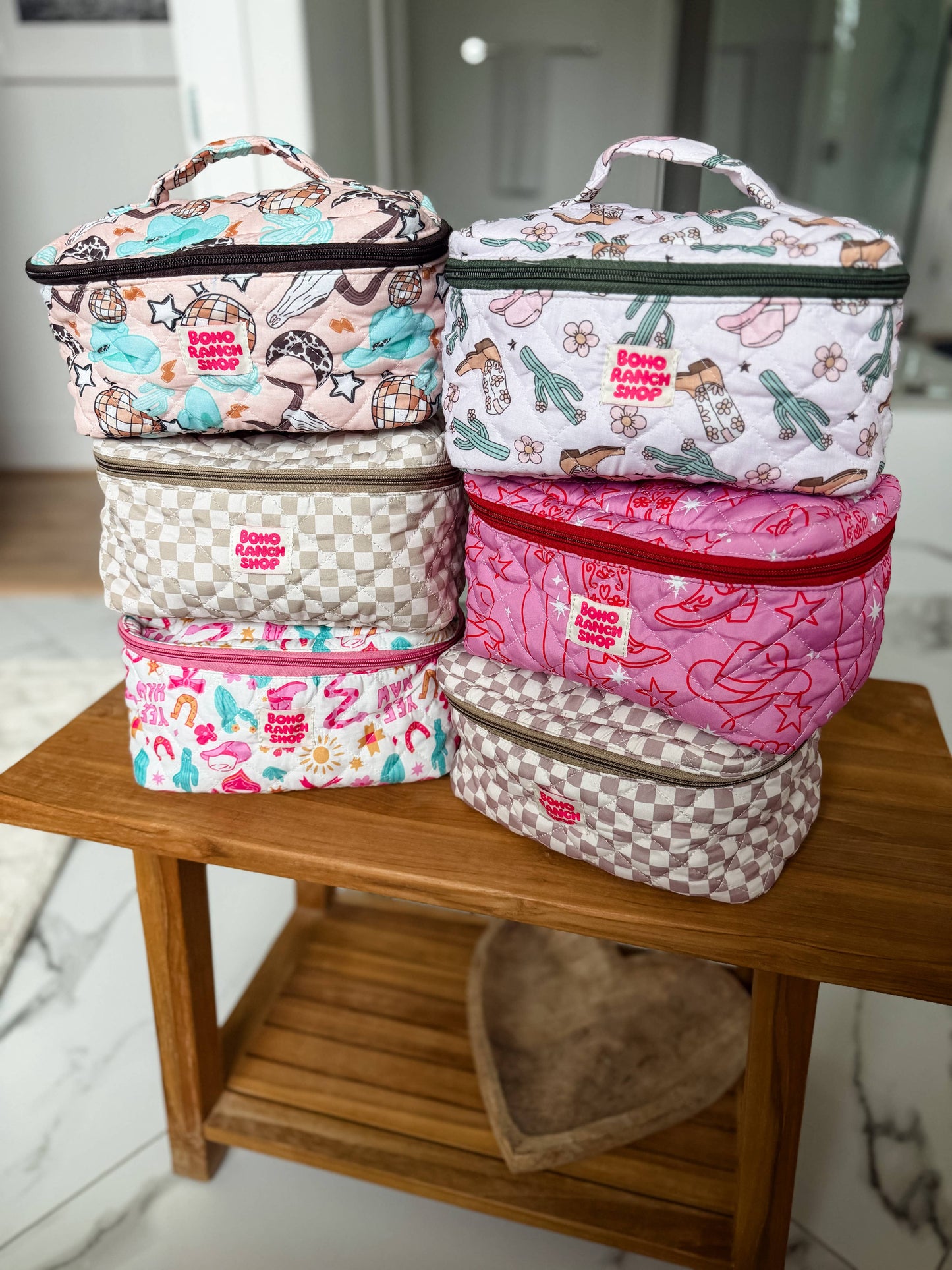 Quilted Western Makeup Bag  | Cowgirl Cosmetic Bag Fabric : RODEO BARBIE