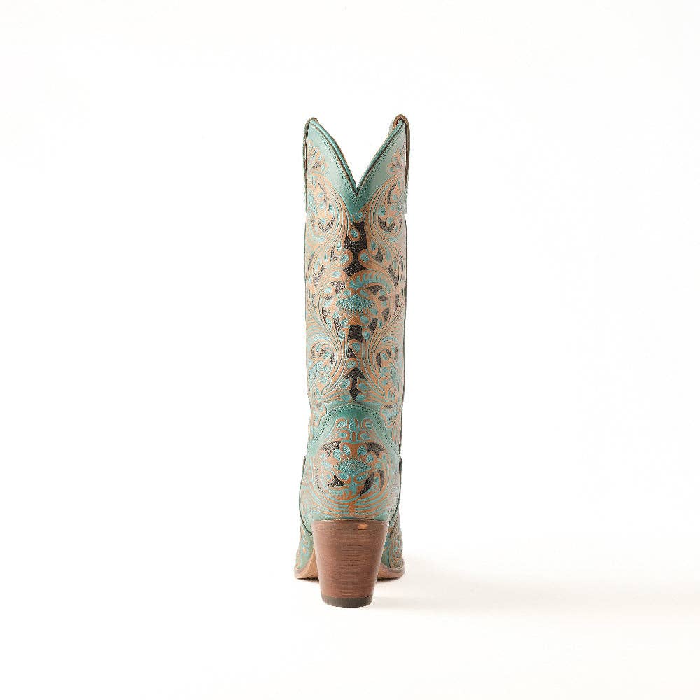 Kasiopeah Hand-tooled Boots in Turquoise: Turquoise / 8