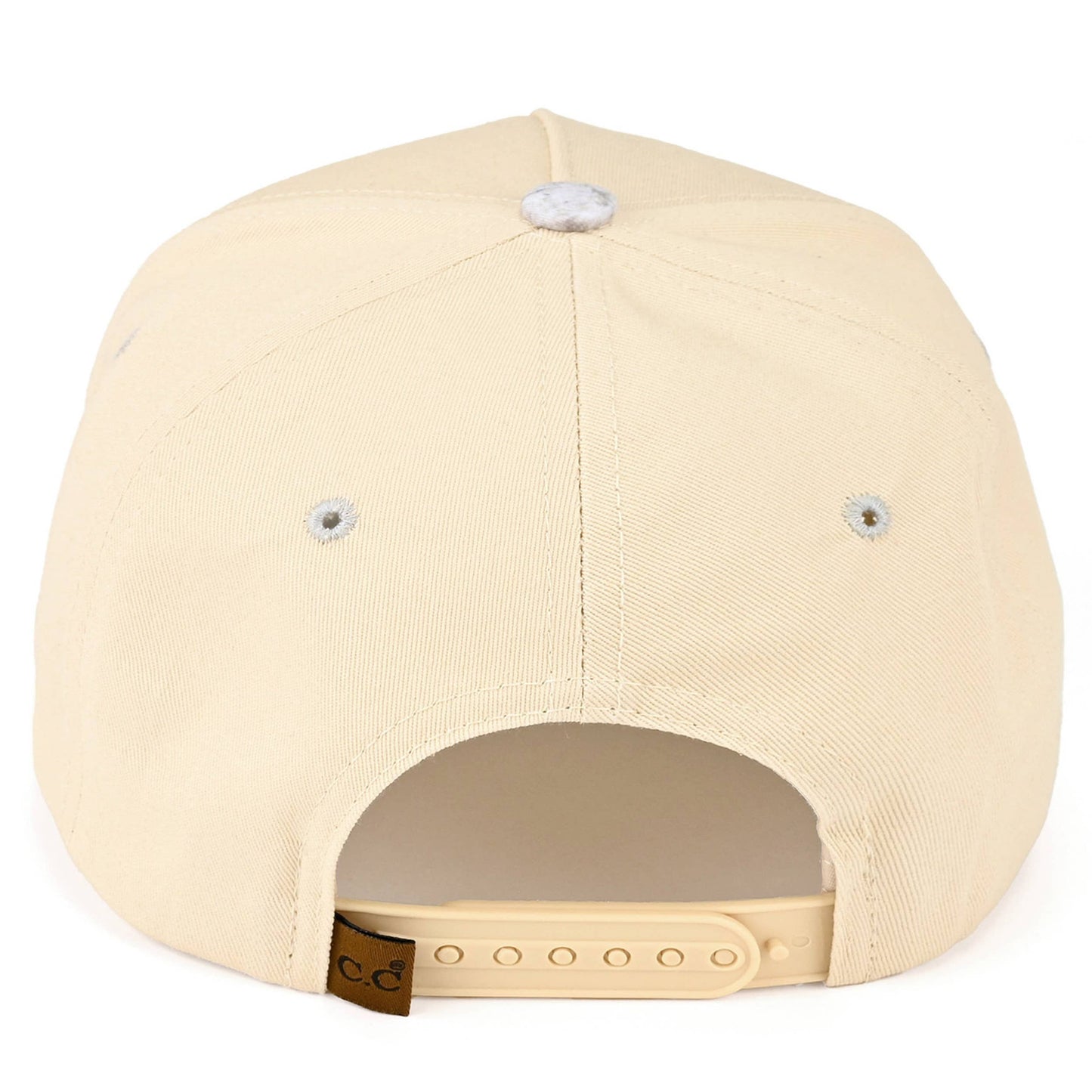 C.C HOWDY Letter Embroidered Two Tone Trucker Cap: Black
