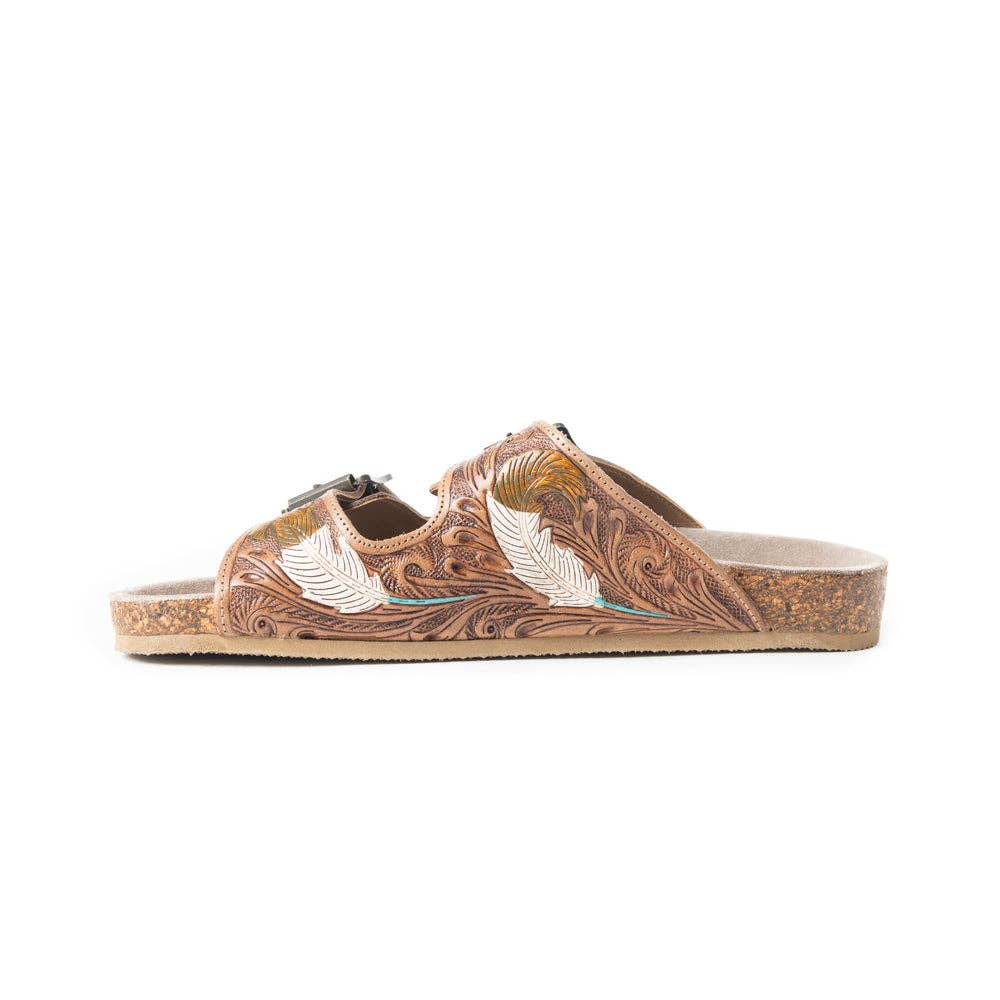 Falling Feather Sandals In Dark Brown: Dark Brown / 7
