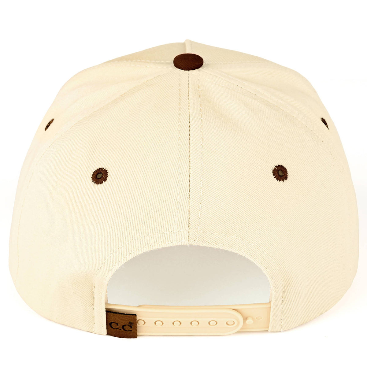 C.C RODEO Letter Embroidered Snapback Trucker Hat: Light Denim