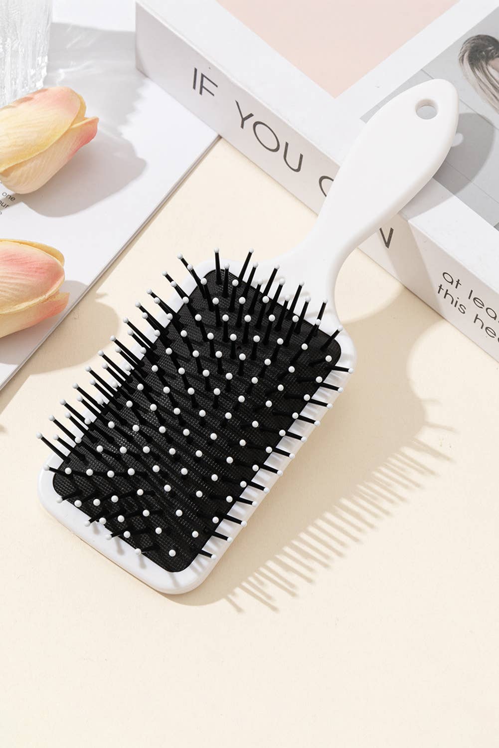 LDC Cute Ribbon Bow Print Air Cushion Comb: Black / ONE SIZE