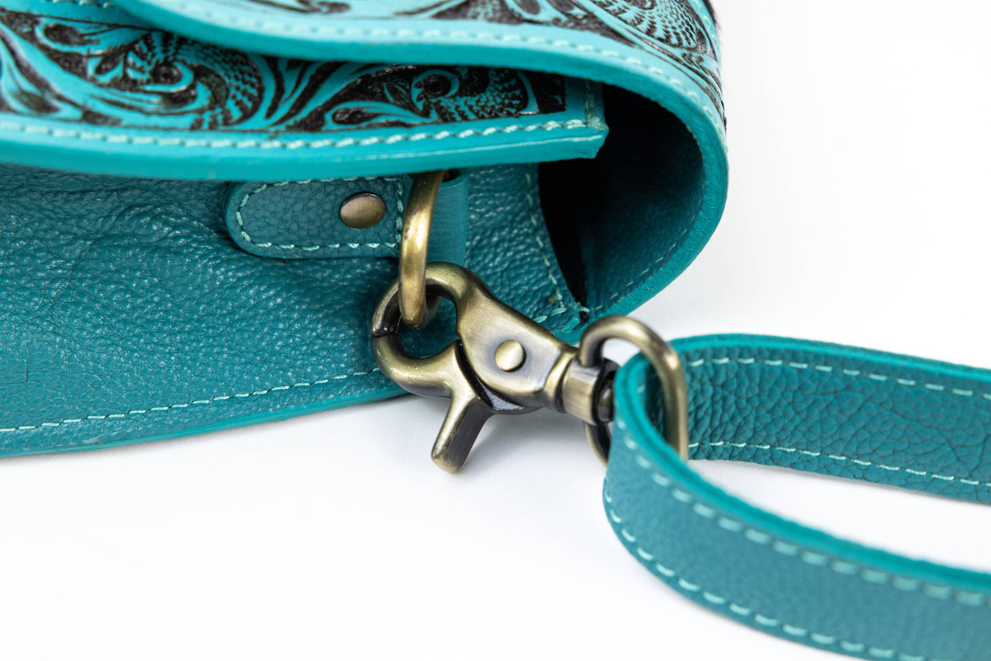 Turquoise Scalloped Flap Leather Purse ABHB 18-25204