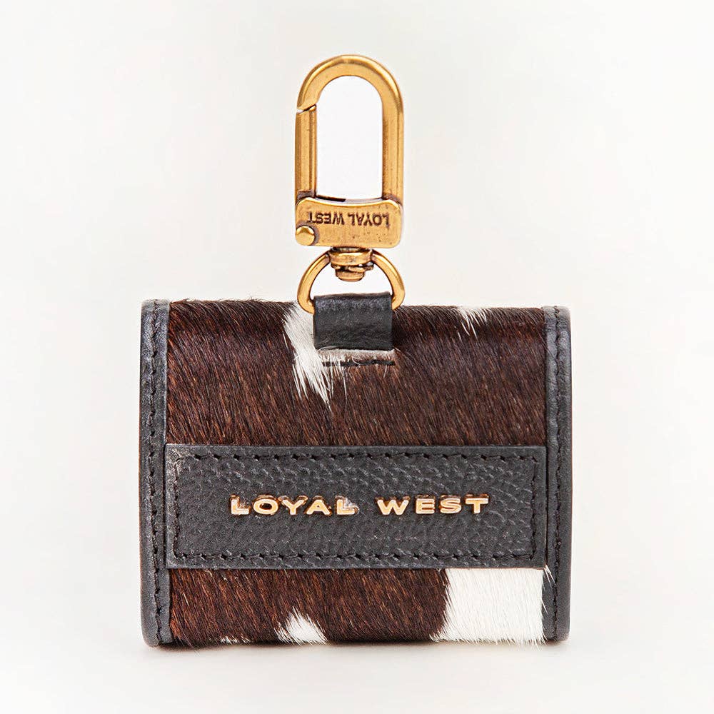 Loyal West Gloriana Clip On Bag Charm Black And White: Black And White Cowhide / Single