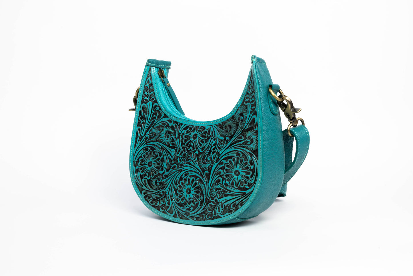 Turquoise Half-Moon Leather Shoulder Bag ABHB 18-25210
