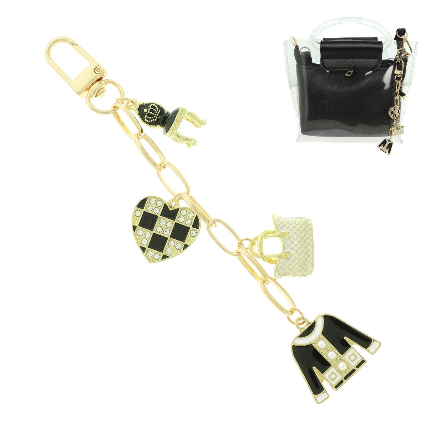 Fashionista Enamel Multi-Charm Bag Chain